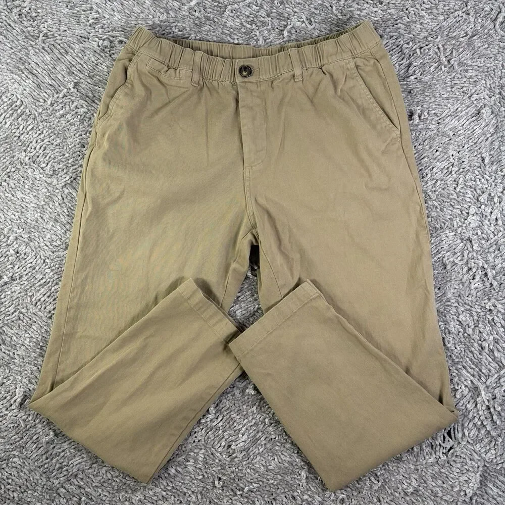 Cove USA Chino Pants Mens 34/30 Beige Elastic Waist Golf Preppy Stretch Business